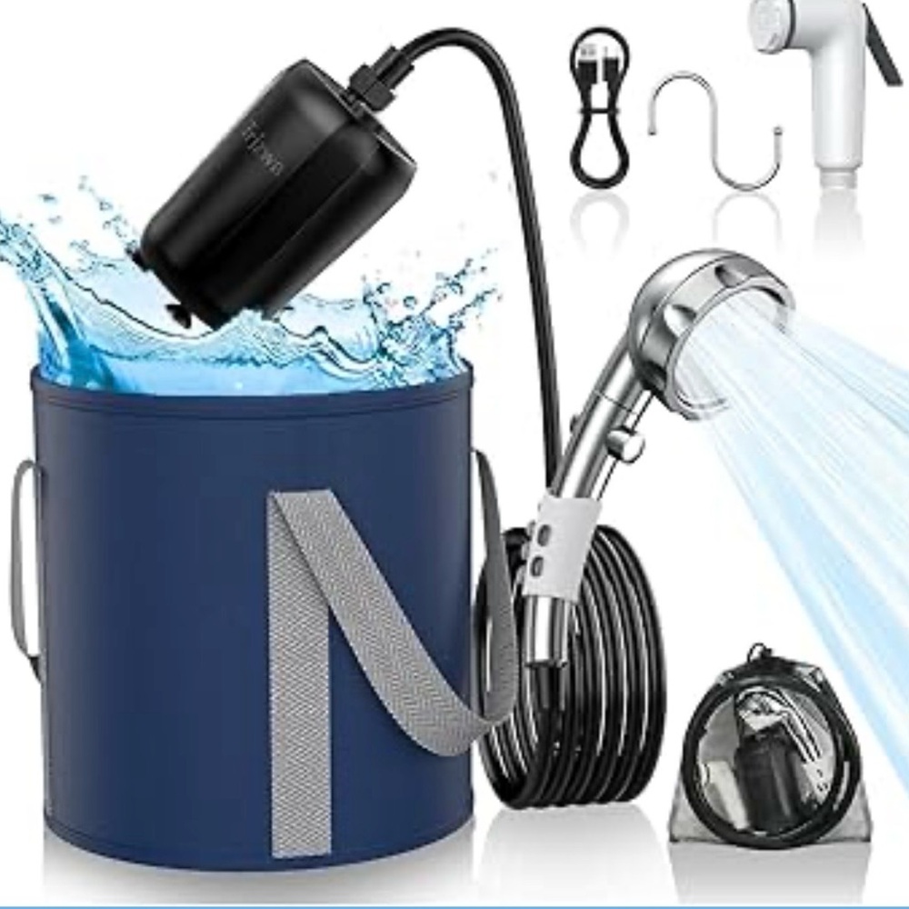 Portable Camping Shower Kit - Navy Blue